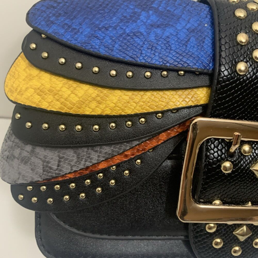 Multi-Layer Stacked Colored Handbag With Studs - … - image 3